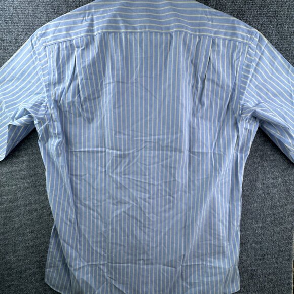 NWT Club Room Men’s 15.5 32/33 Striped Blue Yellow White Collar Button Up Shirt - Picture 12 of 13